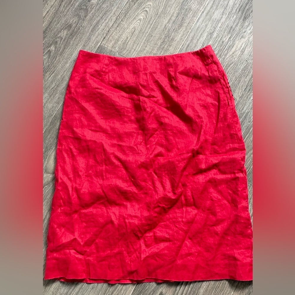 VTG red Ann Taylor linen embellished skirt - Picture 4 of 6